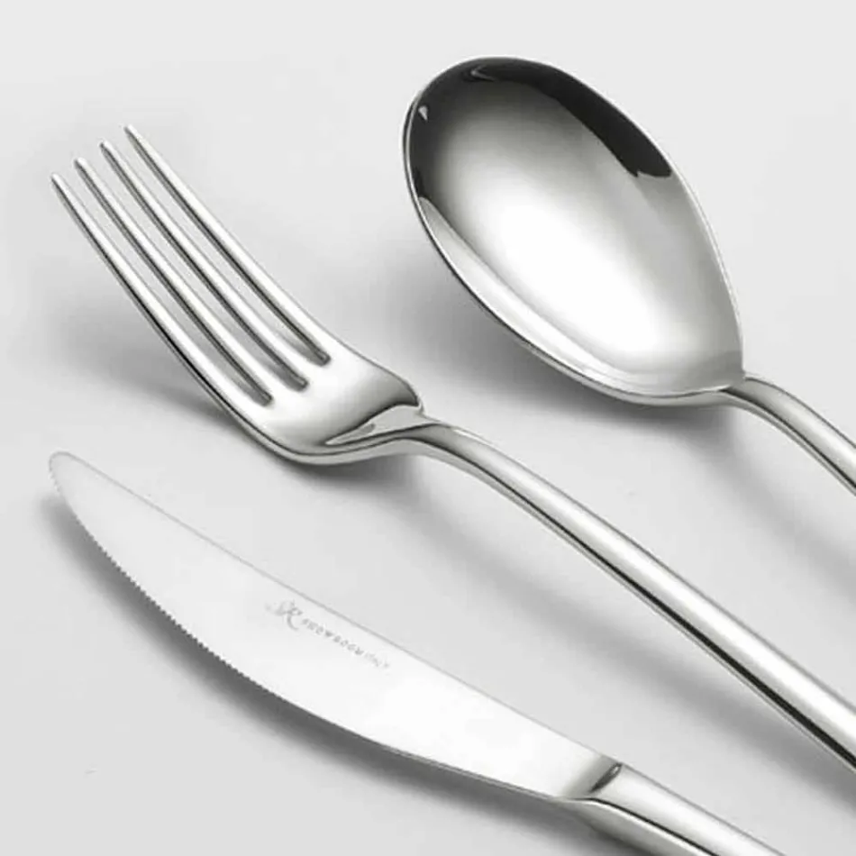 Servizio Posate Completo in Acciaio Inox Lucido Design Moderno 24 Pezzi - Sharpy Viadurini