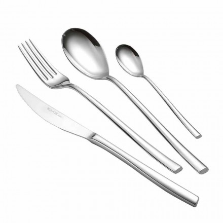 Servizio Posate Completo in Acciaio Inox Lucido Design Moderno 24 Pezzi - Sharpy Viadurini