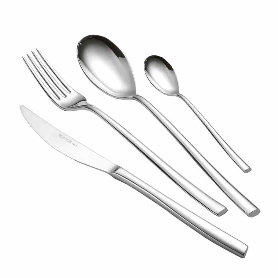 Servizio Posate Completo in Acciaio Inox Lucido Design Moderno 24 Pezzi - Sharpy Viadurini