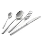 Servizio Posate in Acciaio Inox Lucido Design Squadrato 24 Pezzi - Bumbun Viadurini