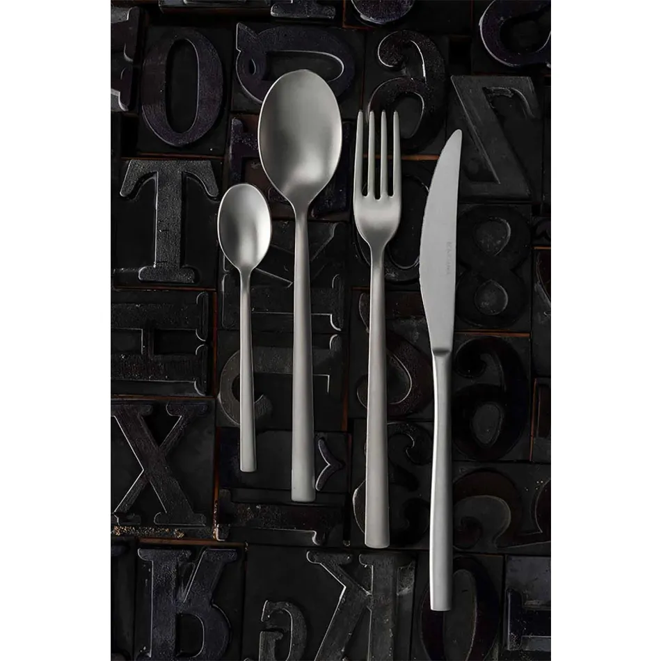 Servizio Posate in Acciaio Inox Sabbiato 24 Pezzi di Design Elegante - Ronfo Viadurini