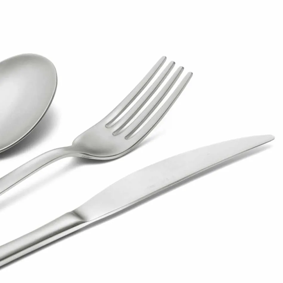 Servizio Posate in Acciaio Inox Sabbiato 24 Pezzi di Design Elegante - Ronfo Viadurini