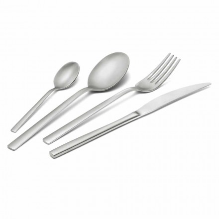 Servizio Posate in Acciaio Inox Sabbiato 24 Pezzi di Design Elegante - Ronfo Viadurini