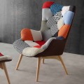 Poltrona patchwork multicolor con gambe in massello Veronica