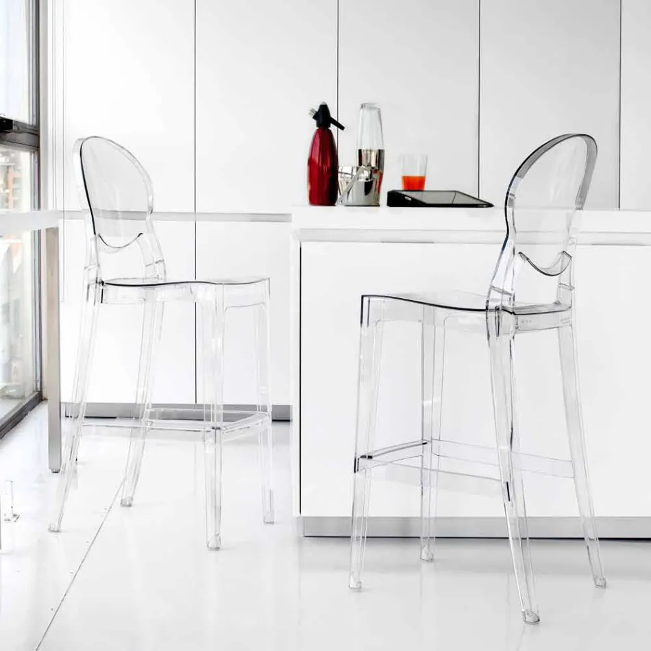 Set 2 sgabelli moderni in policarbonato trasparente eleganti Bosa Viadurini