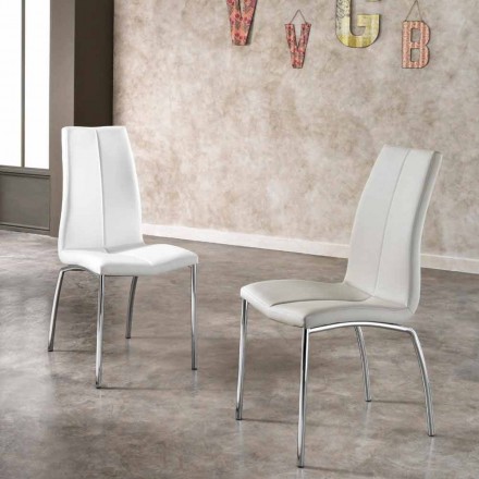 Set 4 sedie design moderno in ecopelle e metallo cromato Alba Viadurini