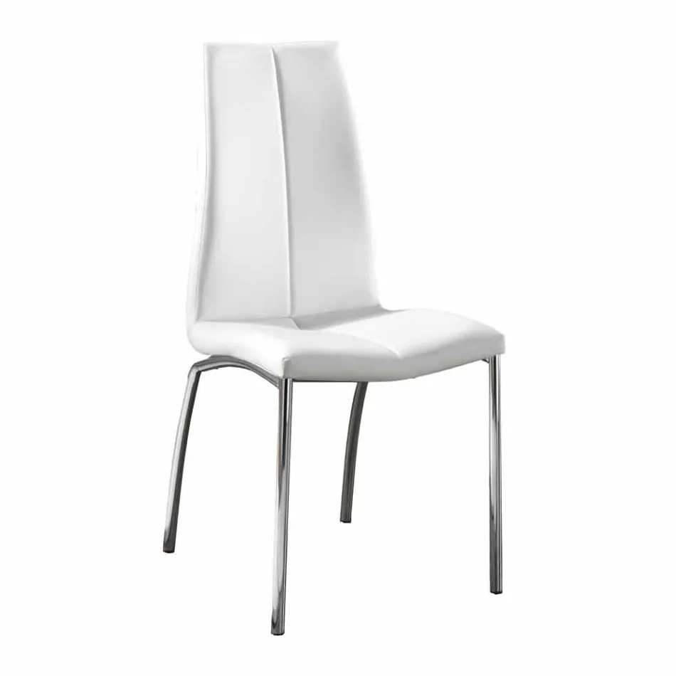 Set 4 sedie design moderno in ecopelle e metallo cromato Alba Viadurini