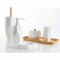 Set accessori da bagno di design da appoggio in legno e resina Rivalba