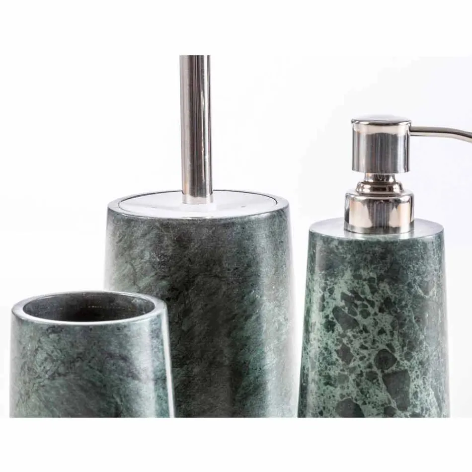 Set accessori da bagno moderni in marmo verde screziato Bombei Viadurini