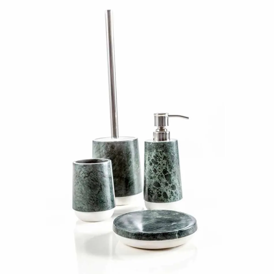 Set accessori da bagno moderni in marmo verde screziato Bombei Viadurini