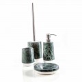Set accessori da bagno moderni in marmo verde screziato Bombei