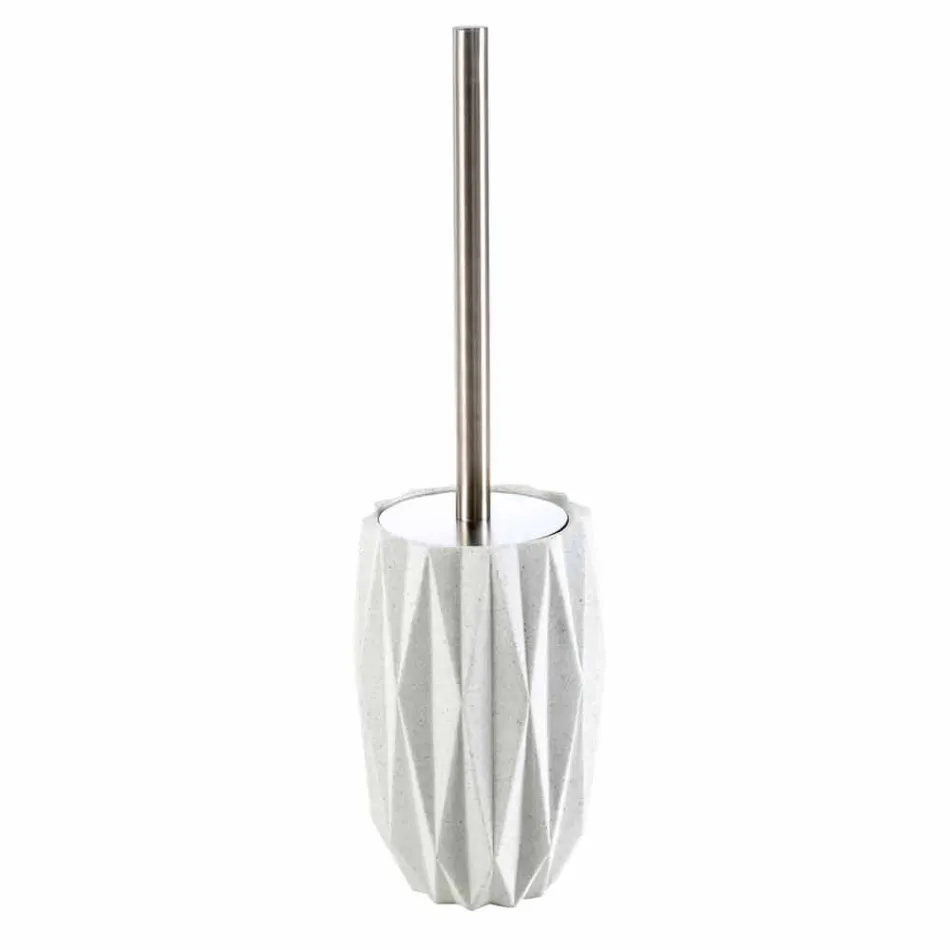 Set accessori moderni da bagno da appoggio in resina bianca Levice Viadurini