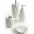 Set accessori moderni da bagno da appoggio in resina bianca Levice
