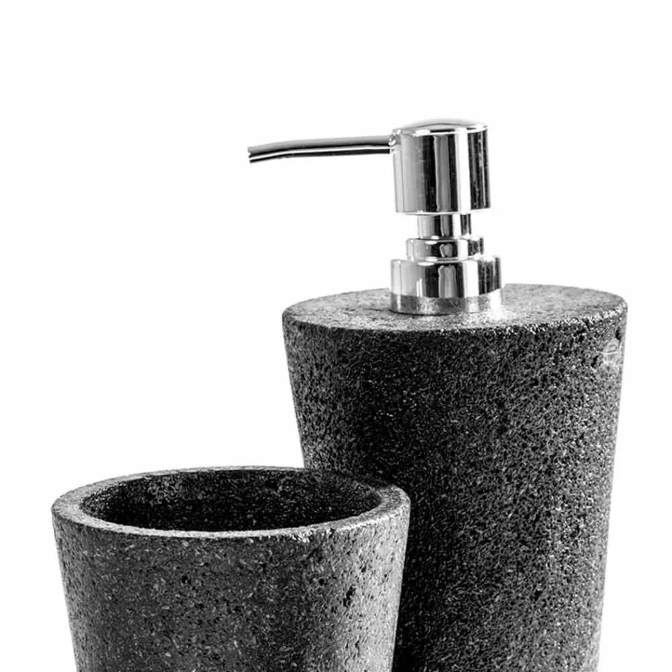 Set accessori per bagno moderni in pietra lavica Montiano Viadurini