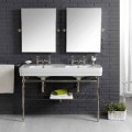 Set bagno con consolle vintage doppia in ceramica bianca su struttura Linear