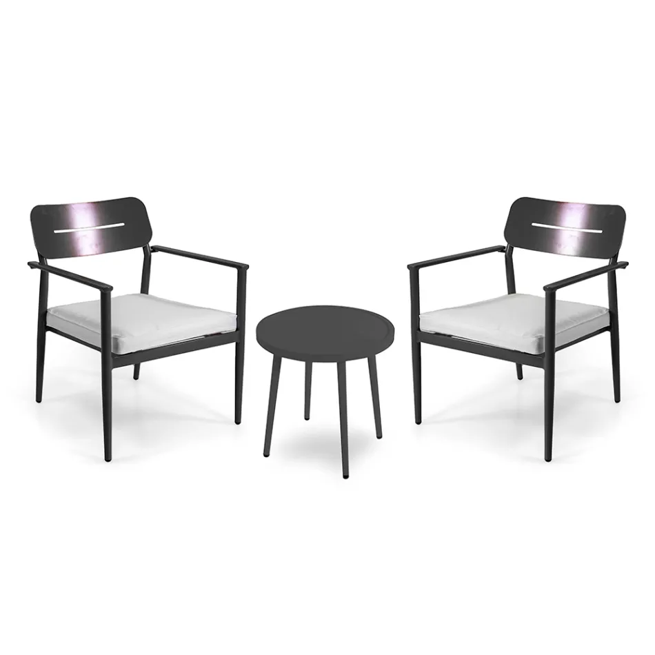 Set di 2 Poltrone con Tavolino in Alluminio di Diverse Finiture - Souvenir Viadurini