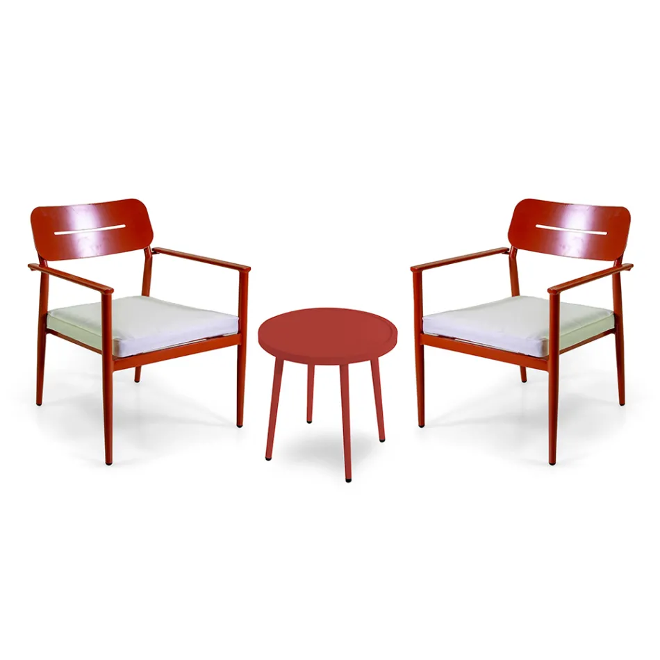 Set di 2 Poltrone con Tavolino in Alluminio di Diverse Finiture - Souvenir Viadurini