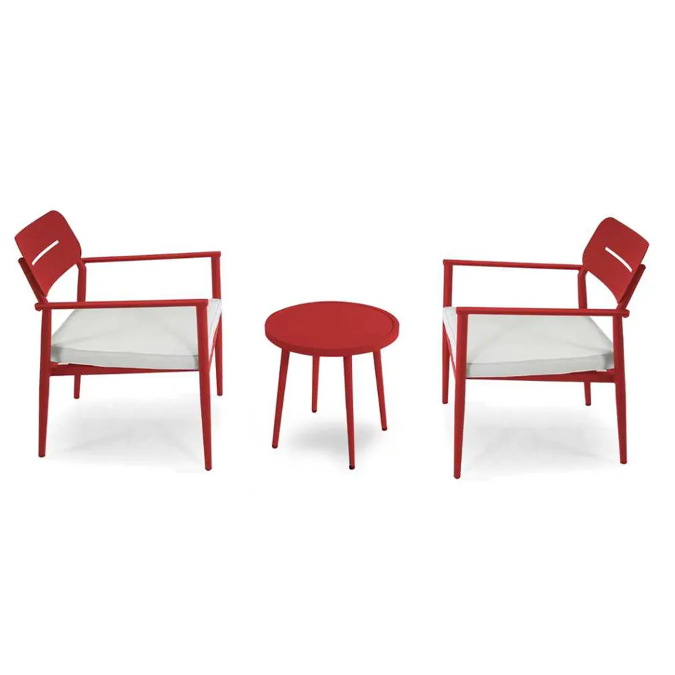 Set di 2 Poltrone con Tavolino in Alluminio di Diverse Finiture - Souvenir Viadurini