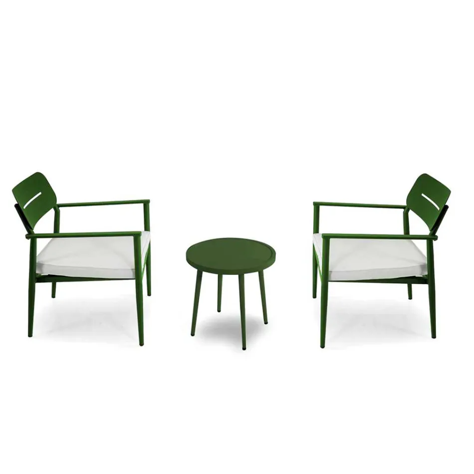 Set di 2 Poltrone con Tavolino in Alluminio di Diverse Finiture - Souvenir Viadurini