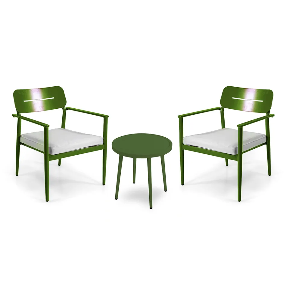 Set di 2 Poltrone con Tavolino in Alluminio di Diverse Finiture - Souvenir Viadurini