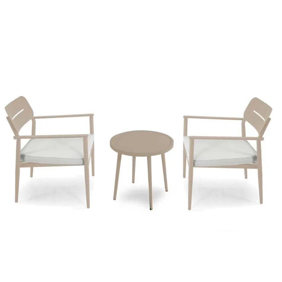 Set di 2 Poltrone con Tavolino in Alluminio di Diverse Finiture - Souvenir Viadurini