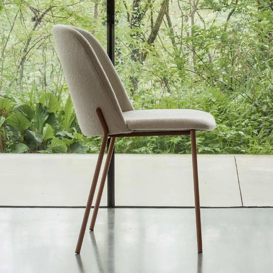 Set di 2 Sedie da Soggiorno in Tessuto e Metallo Made in Italy - Edera Viadurini