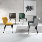 Set di 2 Sedie Imbottite in Tessuto con Struttura in Metallo Verniciato - Leandra Viadurini