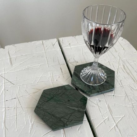 Set di 2 Sottobicchieri Esagonali in Marmo con Sughero Made in Italy - Narita Viadurini