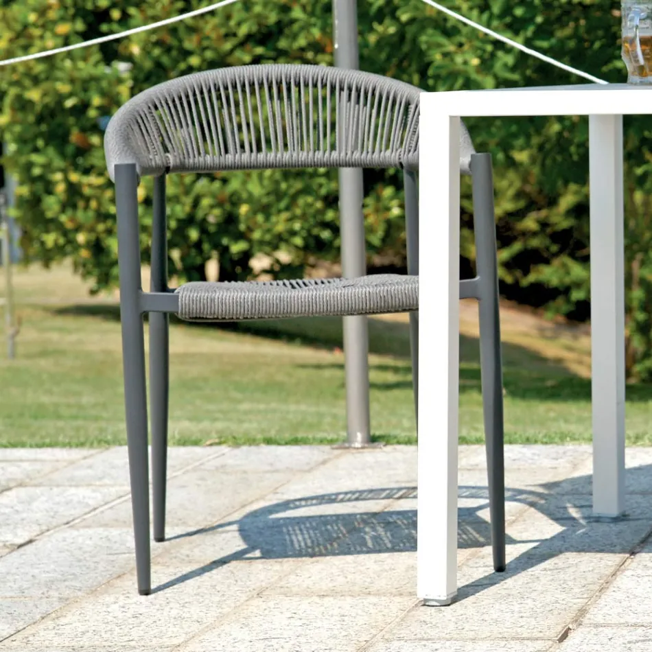 Set di 4 Poltrone in Alluminio e Twist Wicker Colorato - Tavira Viadurini