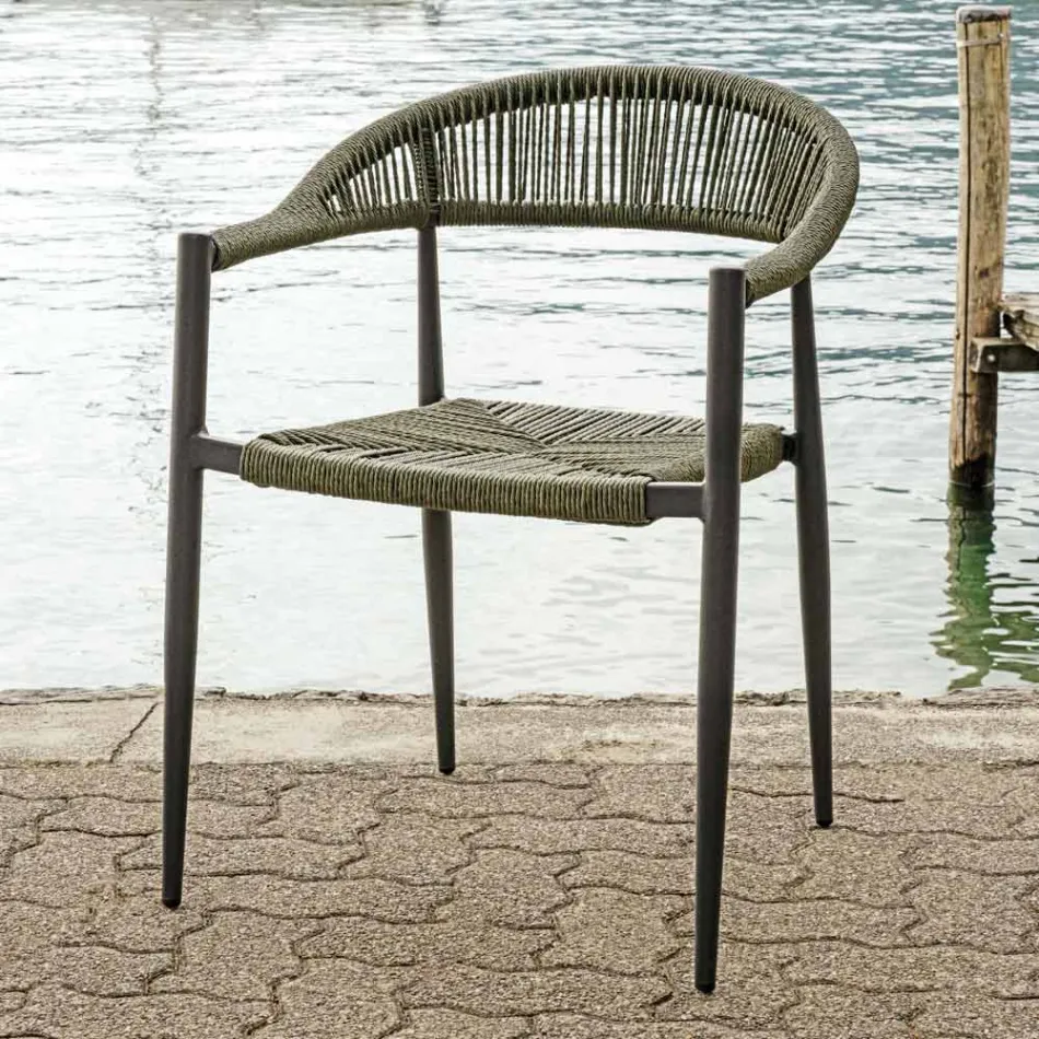 Set di 4 Poltrone in Alluminio e Twist Wicker Colorato - Tavira Viadurini