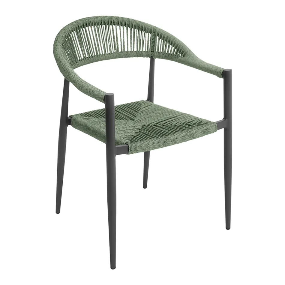 Set di 4 Poltrone in Alluminio e Twist Wicker Colorato - Tavira Viadurini