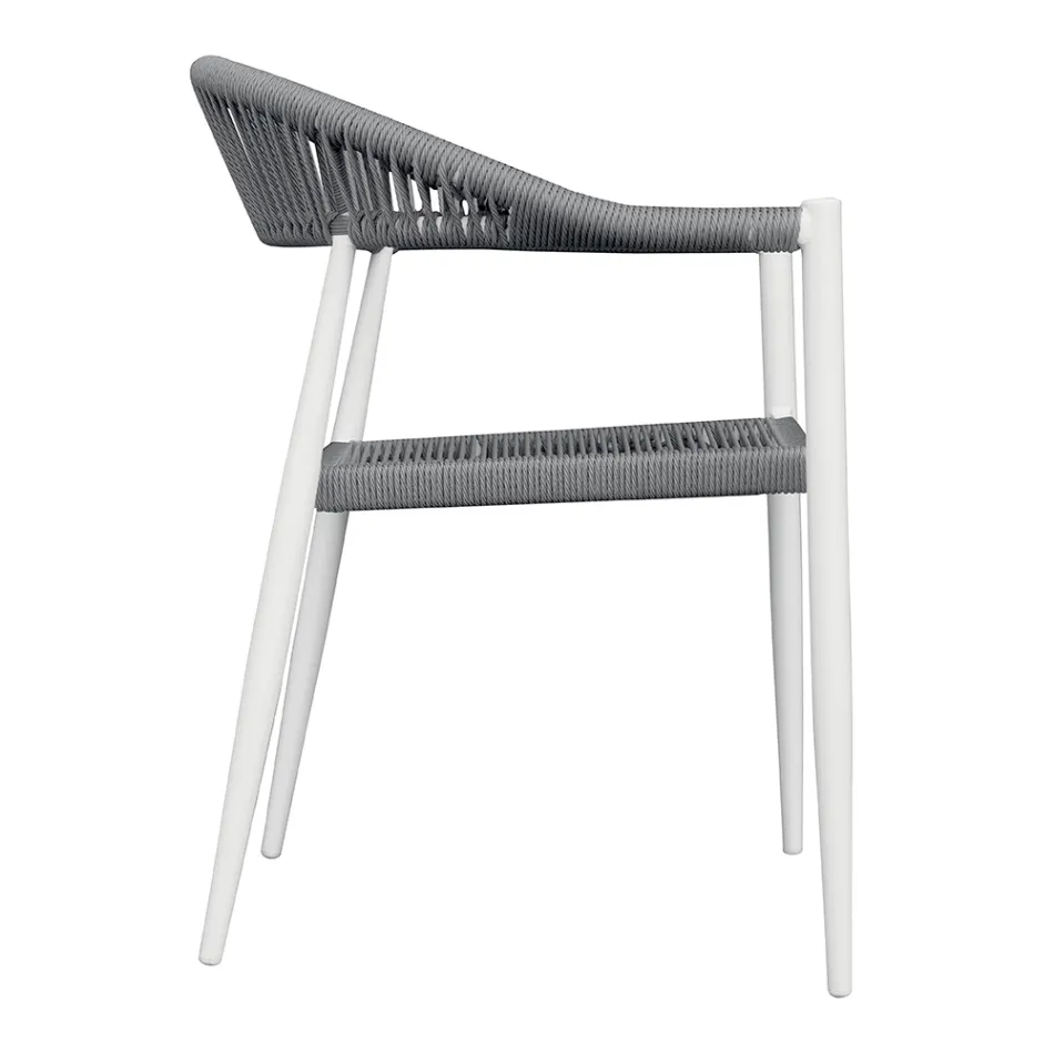 Set di 4 Poltrone in Alluminio e Twist Wicker Colorato - Tavira Viadurini