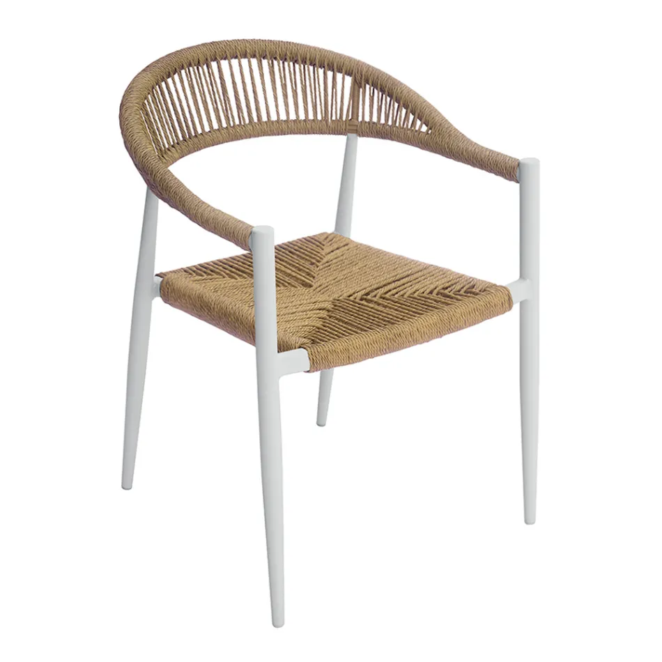 Set di 4 Poltrone in Alluminio e Twist Wicker Colorato - Tavira Viadurini