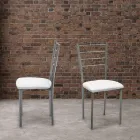 Set di 4 Sedie con Struttura in Metallo Verniciato Grigio - Galletto Viadurini