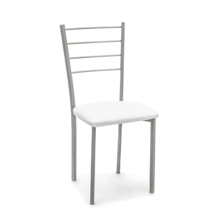 Set di 4 Sedie con Struttura in Metallo Verniciato Grigio - Galletto Viadurini