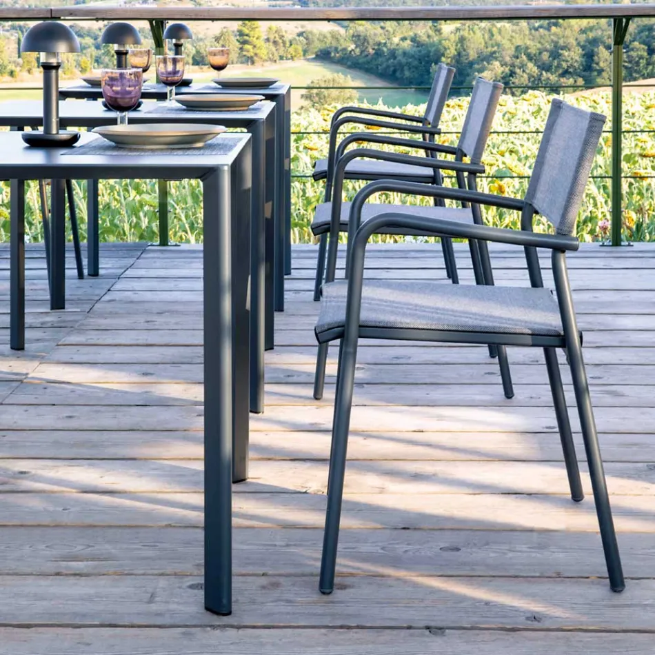 Set di 4 Sedie da Giardino in Alluminio e Batyline - Lucente Viadurini