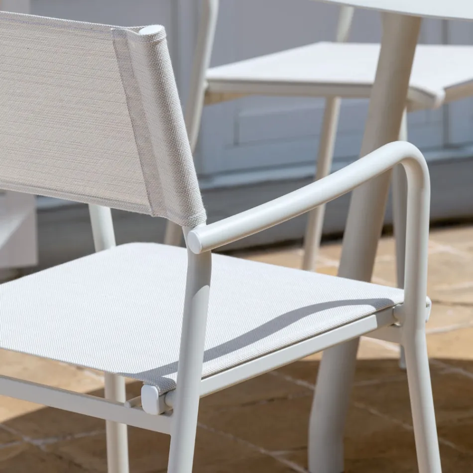 Set di 4 Sedie da Giardino in Alluminio e Batyline - Lucente Viadurini