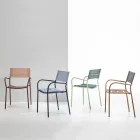 Set di 4 Sedie da Giardino in Metallo Zincato e Batyline - Prestigio Viadurini