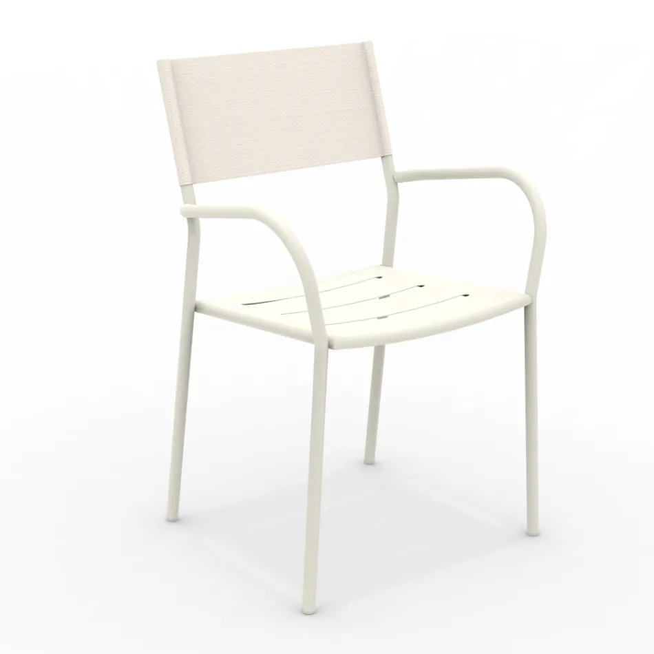 Set di 4 Sedie da Giardino in Metallo Zincato e Batyline - Prestigio Viadurini