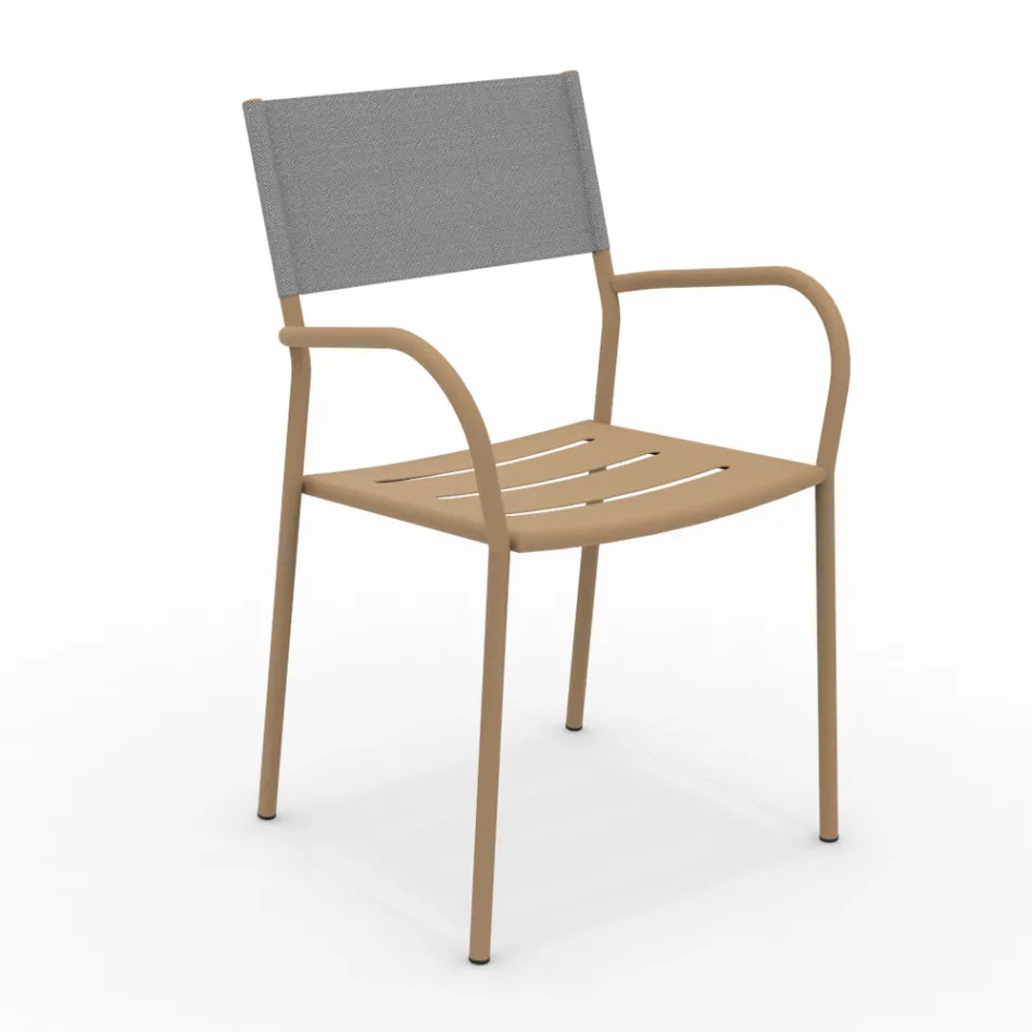 Set di 4 Sedie da Giardino in Metallo Zincato e Batyline - Prestigio Viadurini