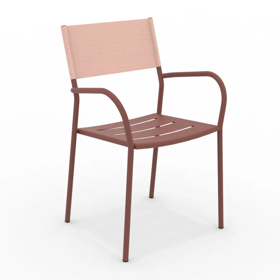 Set di 4 Sedie da Giardino in Metallo Zincato e Batyline - Prestigio Viadurini