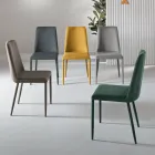 Set di 4 Sedie Imbottite in Tessuto Colorato e Struttura Rivestita - Luciana Viadurini