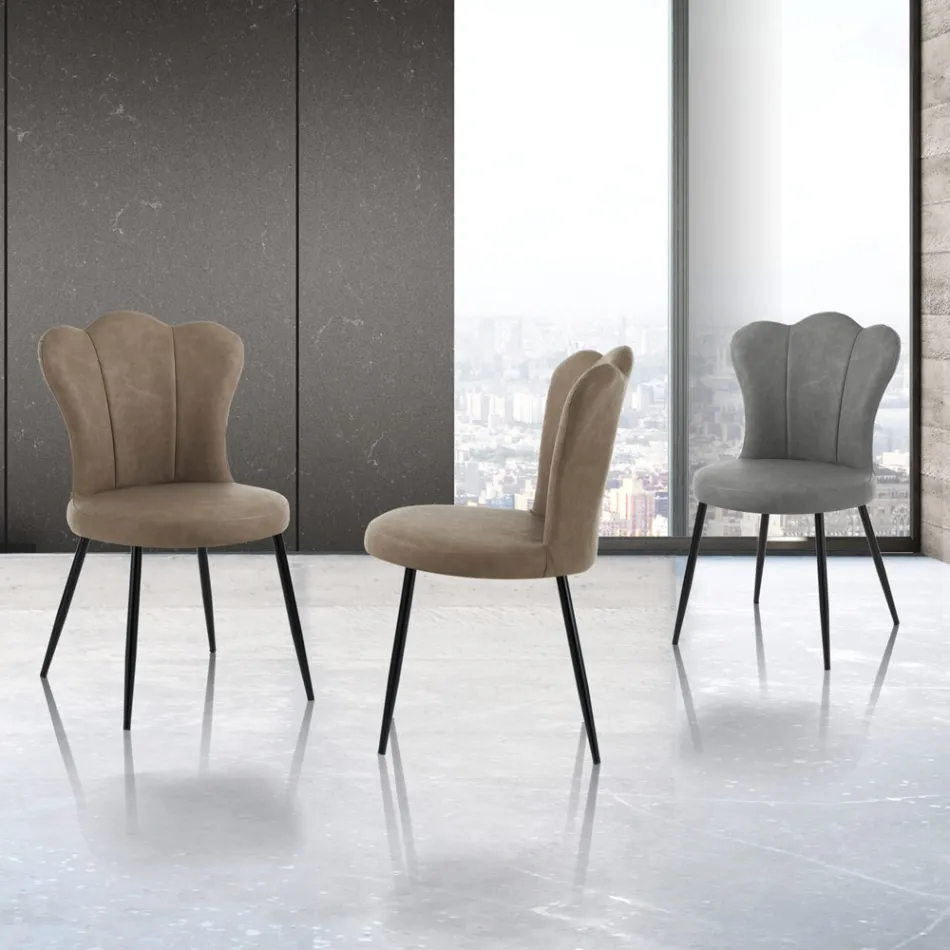Set di 4 Sedie In Pelle Sintetica Effetto Invecchiato - Ambra Viadurini