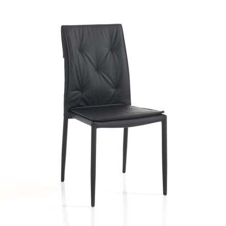 Set di 4 Sedie Rivestite in Pelle Sintetica Diverse Finiture - Uranio Viadurini