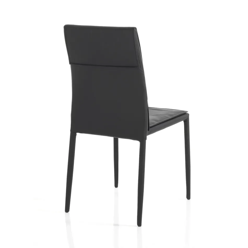 Set di 4 Sedie Rivestite in Pelle Sintetica Diverse Finiture - Uranio Viadurini