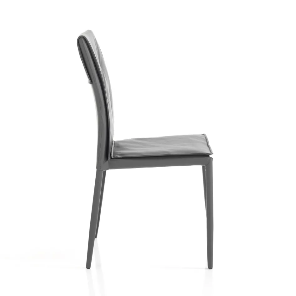 Set di 4 Sedie Rivestite in Pelle Sintetica Diverse Finiture - Uranio Viadurini