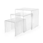 Set di Tre Tavolini Sovrapponibili in Plexiglass Made in Italy - Leandro Viadurini
