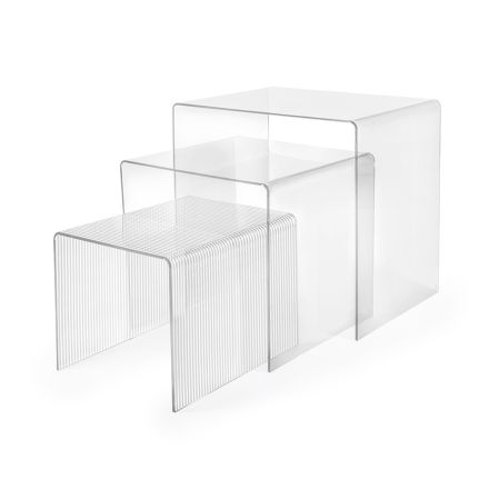 Set di Tre Tavolini Sovrapponibili in Plexiglass Made in Italy - Leandro Viadurini