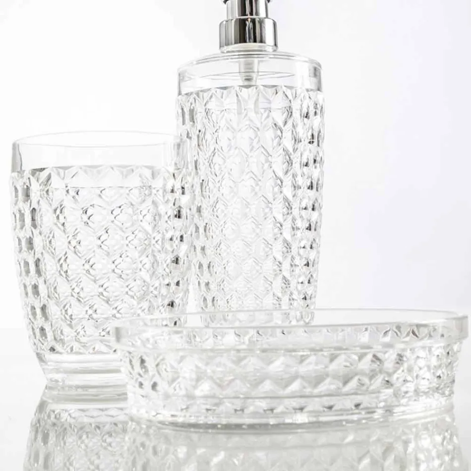 Set per bagno dispenser+bicchiere+portasapone moderno Netro Viadurini