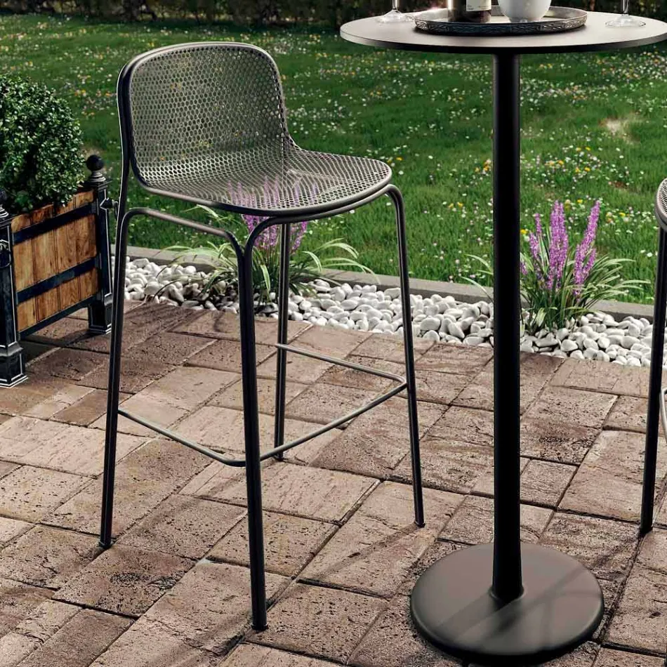 Sgabelli da Bar Alti Impilabili in Metallo Made in Italy, 2 Pezzi - Viviette Viadurini